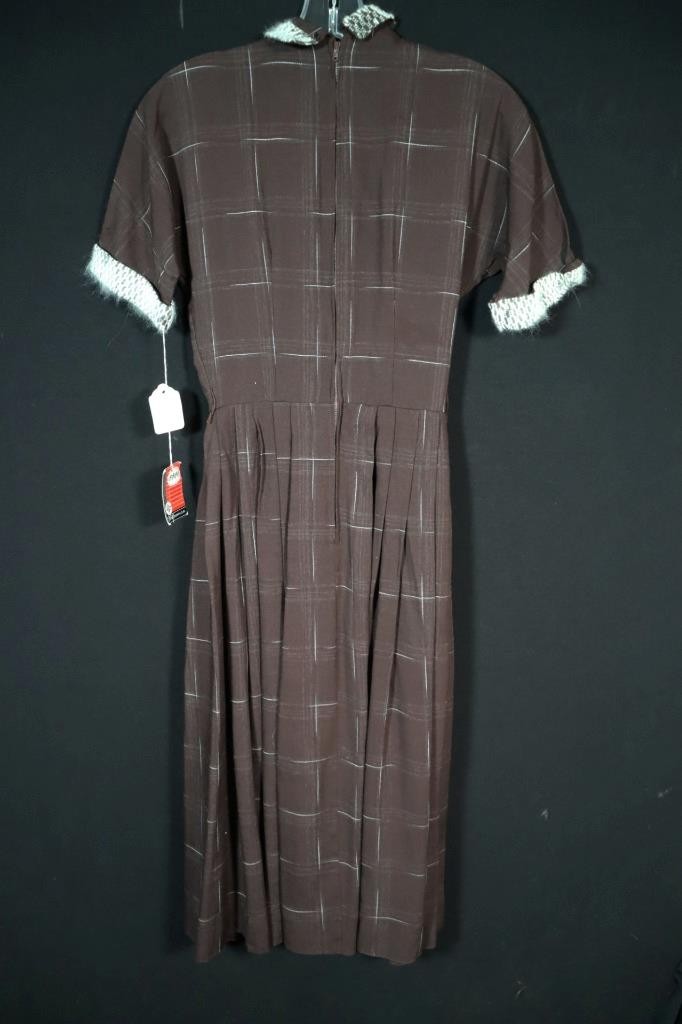 Vintage Deadstock 1950&rsquo;s Brown Gabardine Dress With Original tags Size 2+