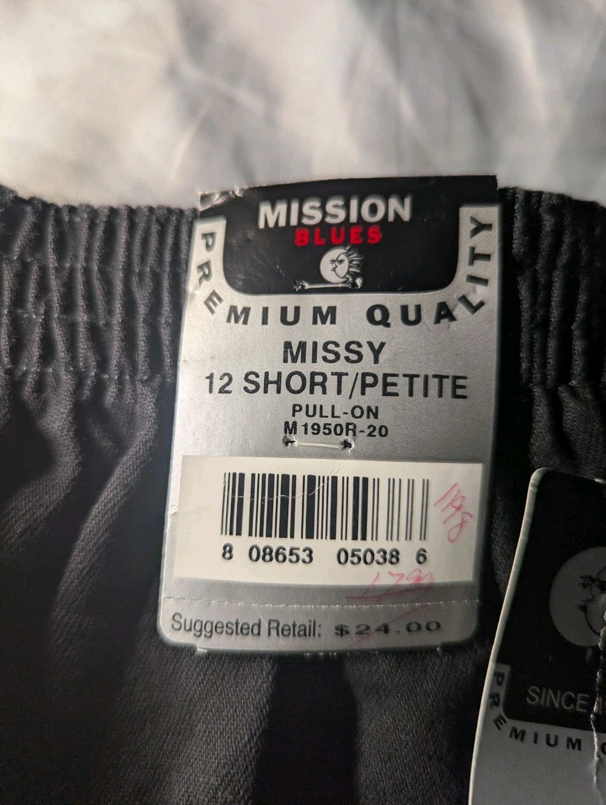 NOS MISSION BLUES 100% Cotton Black Pull On Pants Women&rsquo;s Size 12 Short PETITE