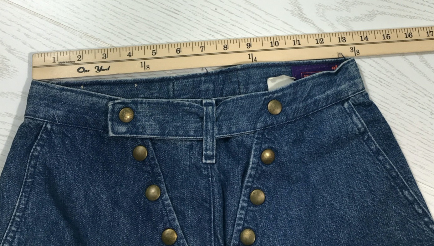 Vintage 70s BellBottom Jeans Women 5/6 LandLubber Button Snap Cotton Made In USA
