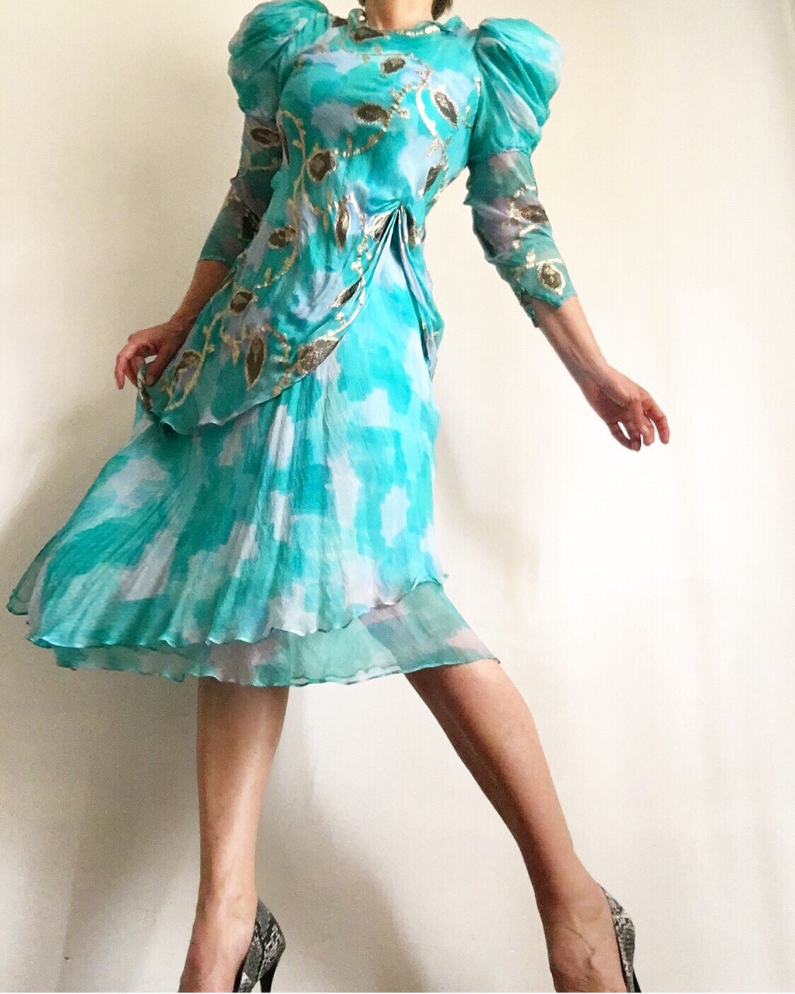 Vintage Judy Hornby Couture 100% Silk Dress Bias Cut Vintage Couture Size S