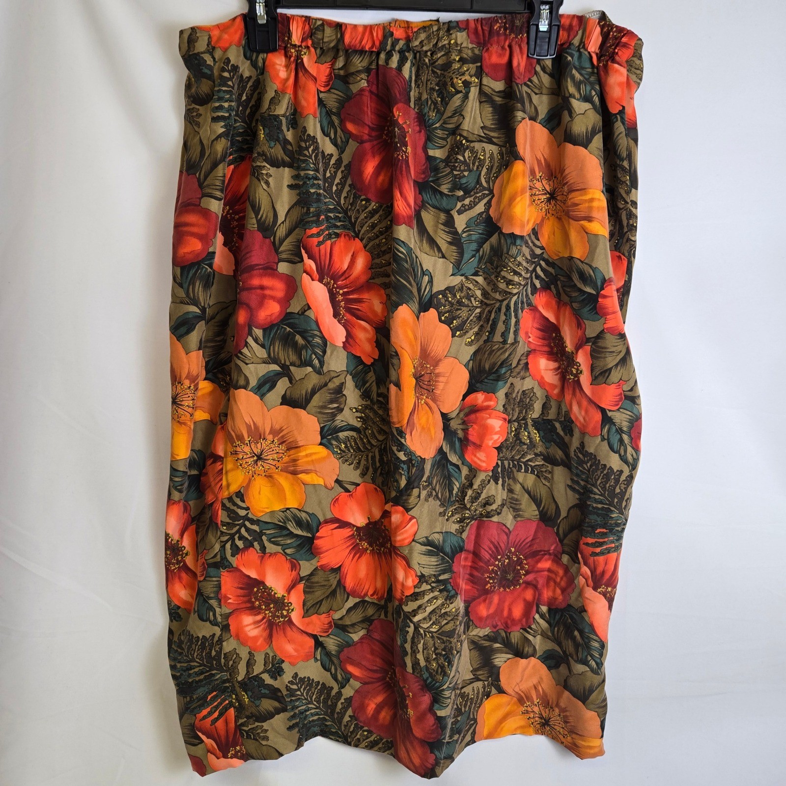 Rafaella Two Piece Set Top & Skirt 100% Silk Tropical Floral Vintage Large READ
