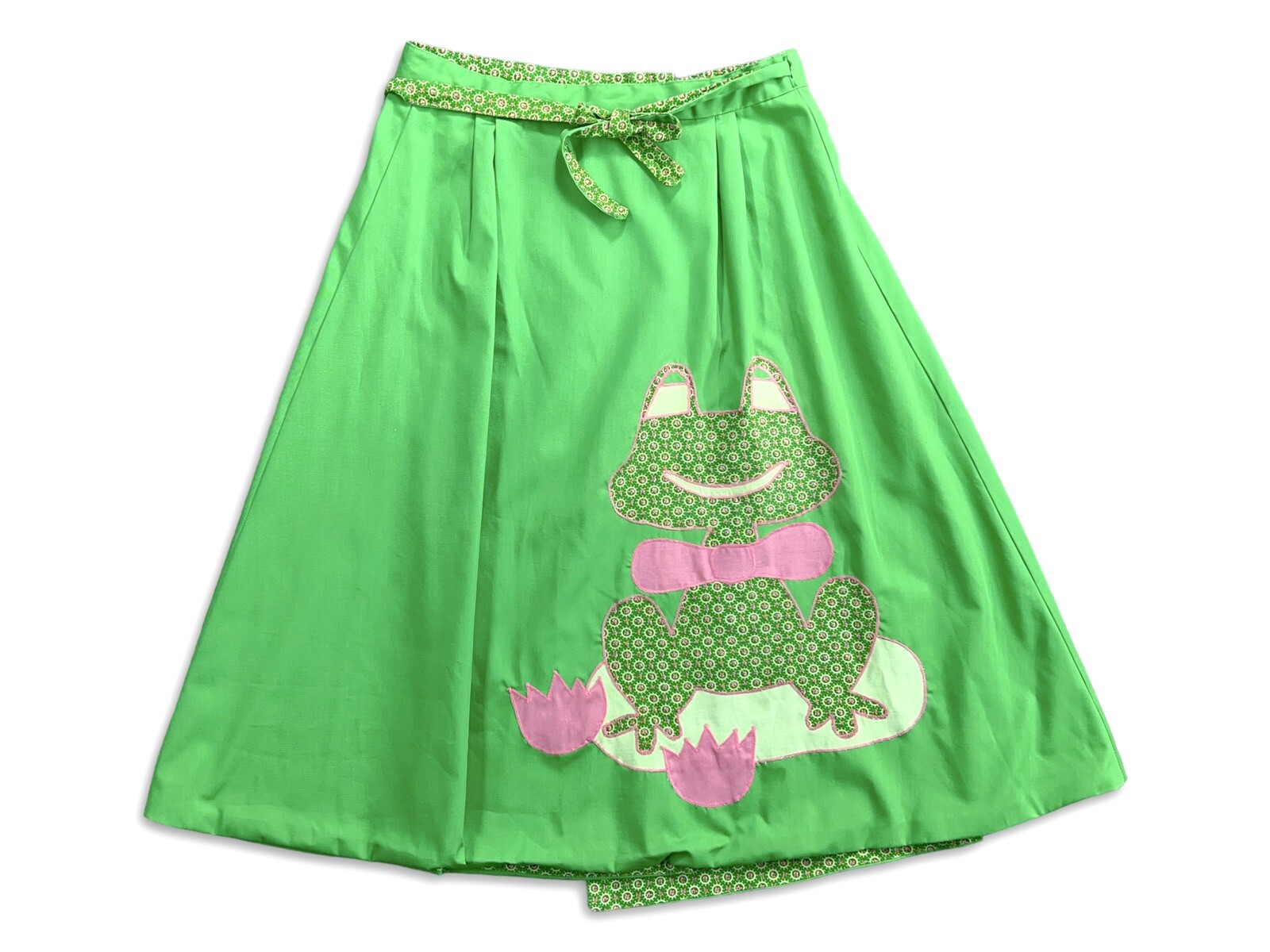 VTG RARE ALFREDO&rsquo;S WIFE BOHO PATCHWORK APPLIQUE FROG WRAP SKIRT KITSCHY