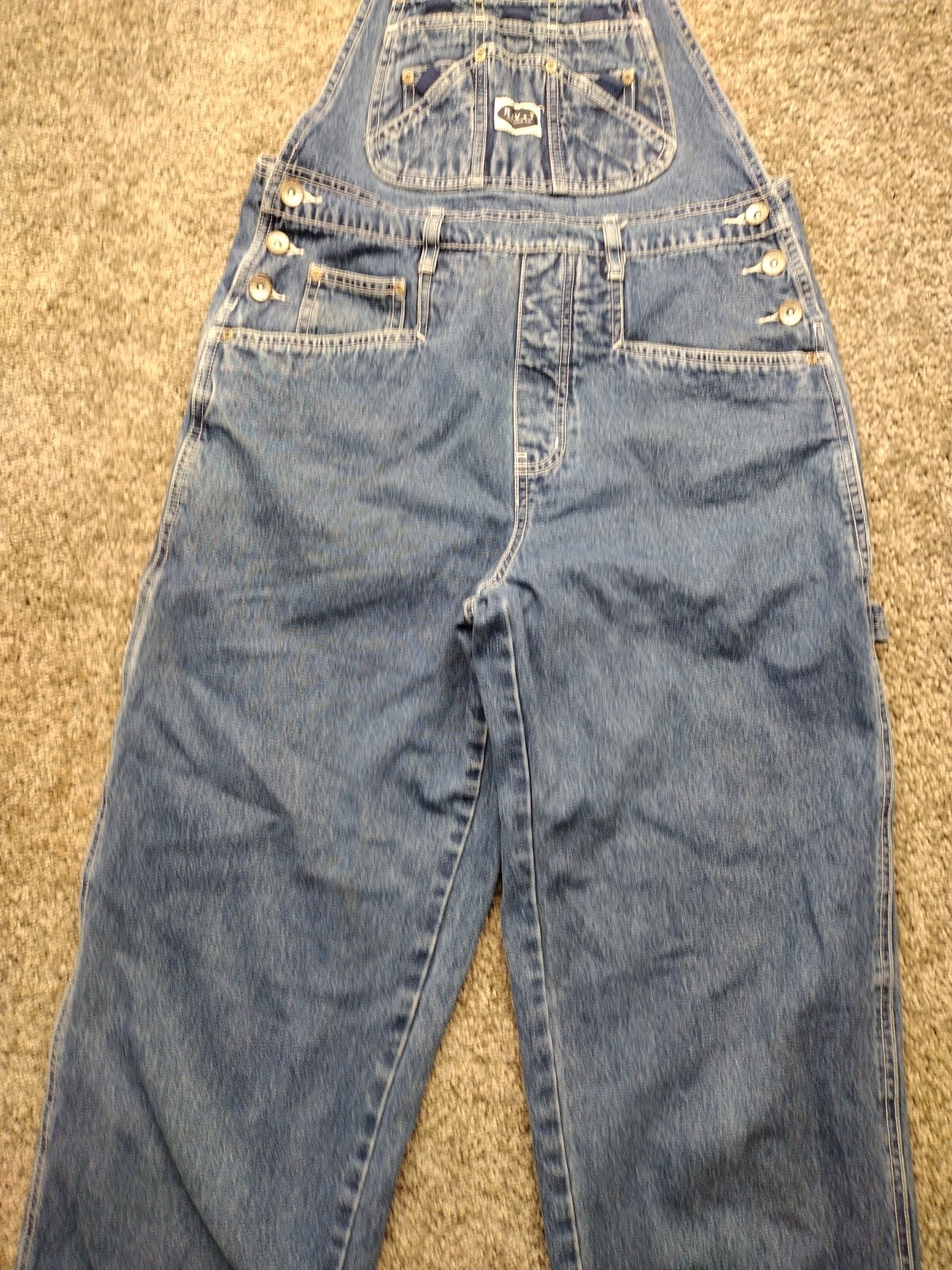 VTG RVT Denim Straight Leg Light Wash Jean Carpenter Bib Overalls Women&rsquo;s M Y2K