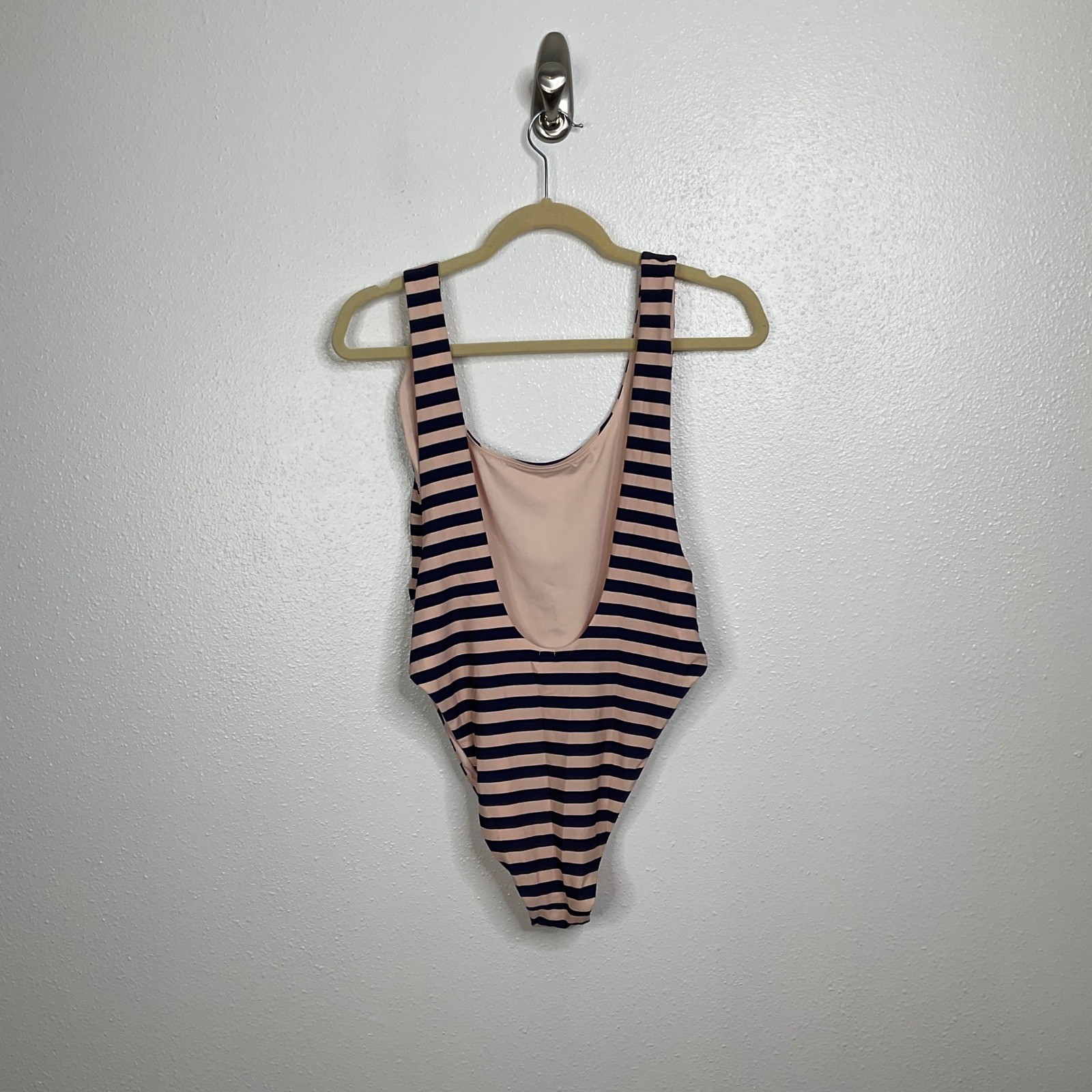 Aerie Blue Pink Striped Scoop Back One Piece Swimsuit Size Large