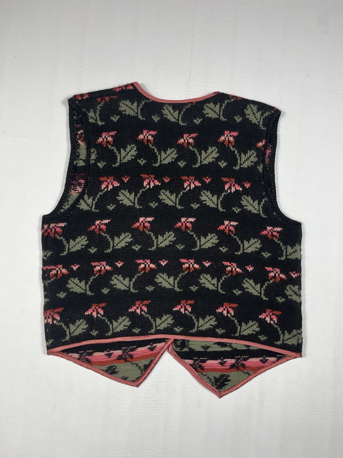 Vintage Components Susan Bristol 100% Wool Floral Vest Medium