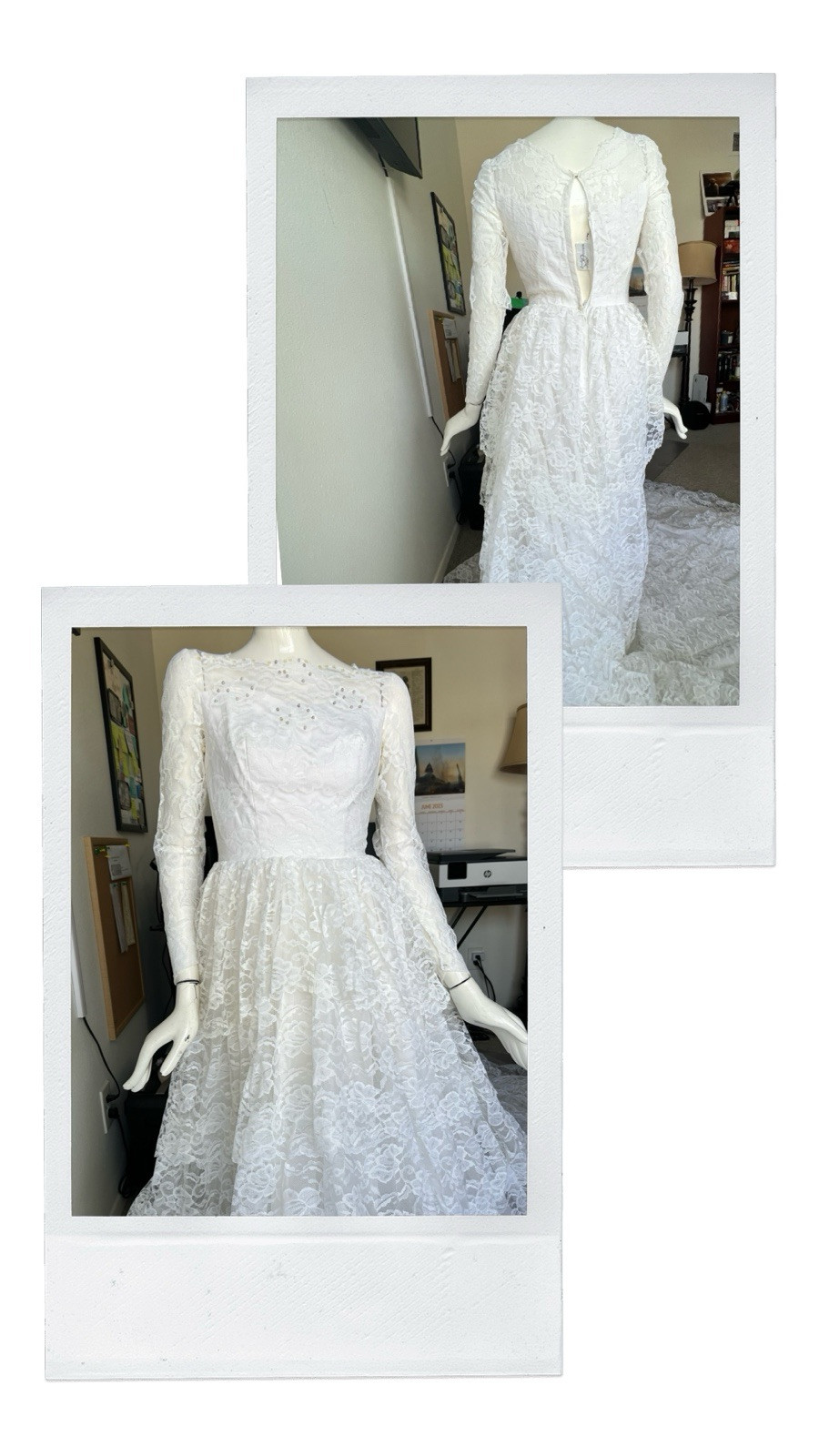 1950&rsquo;s Vintage Chantilly Lace White Wedding- ORIGINAL TAGS-STUNNING!