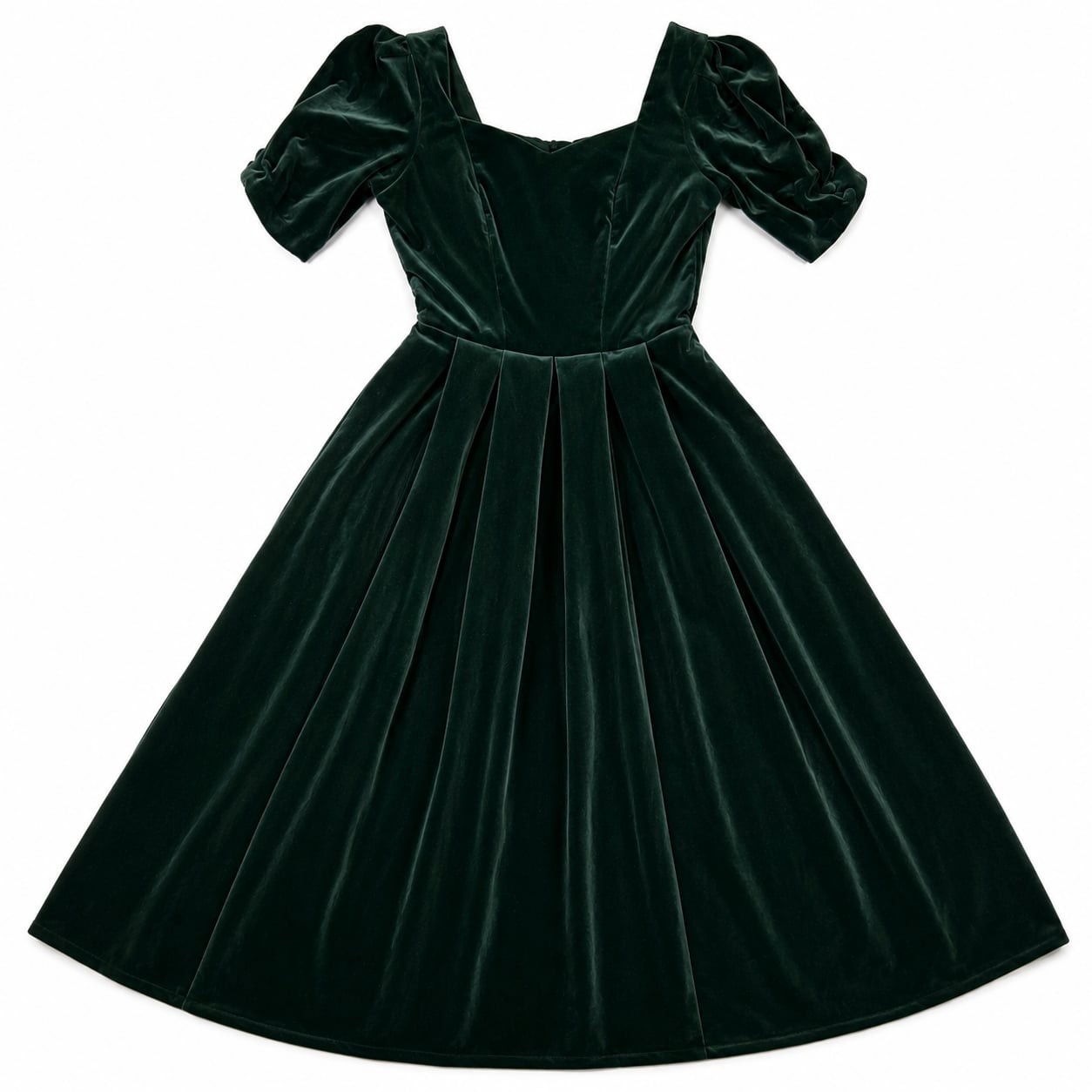 Vintage Laura Ashley Emerald Green Velvet Bow-Back Dress