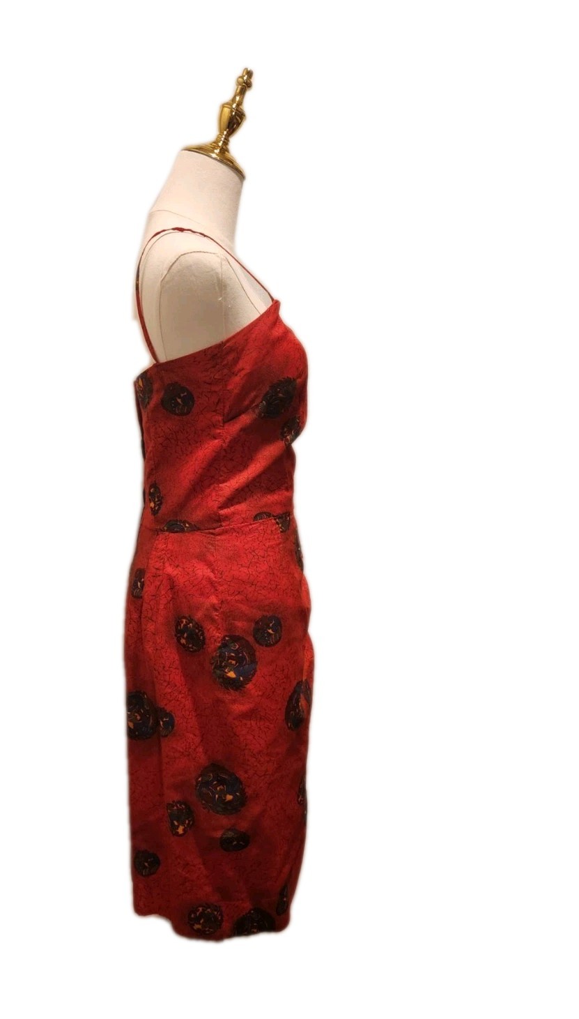 Rare 50s Pauline Lake Royal Hawaiian Hotel Polished Cotton Wrap Sarong Dress XS
