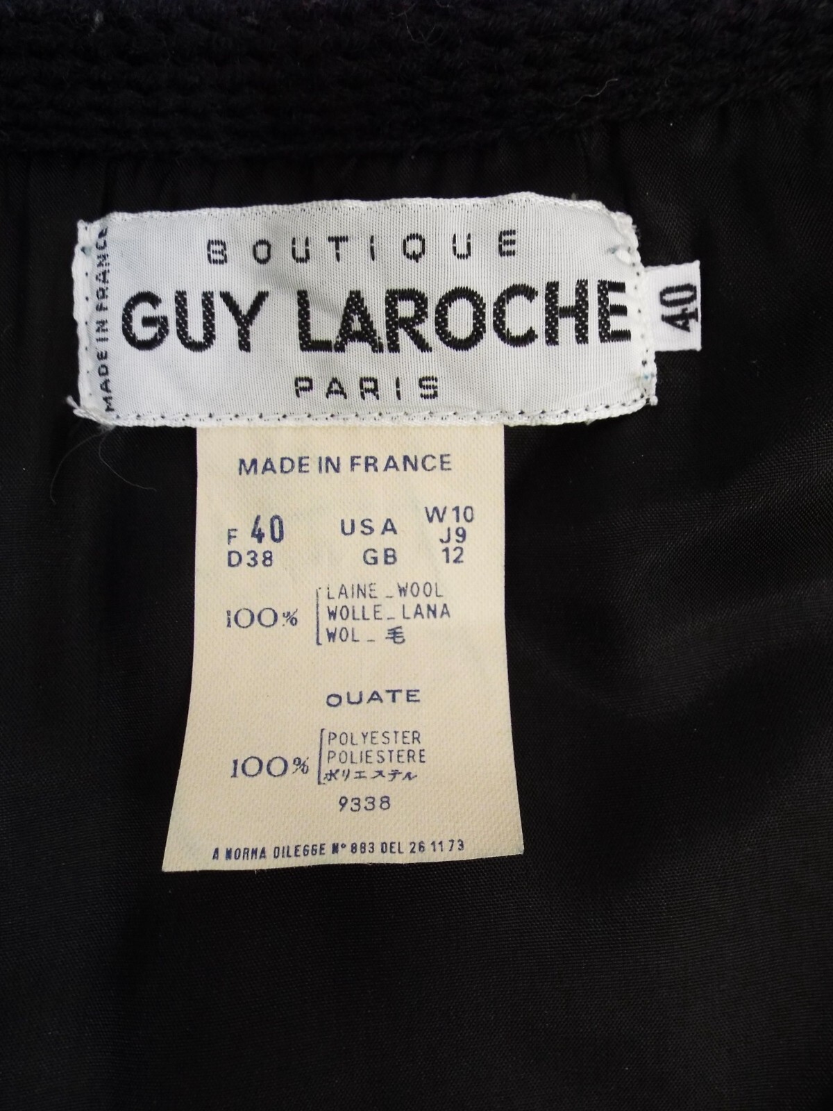 Vintage 1980 GUY LAROCHE Boutique Wool Skirt Suit Quilted Jacket 40 PARIS Floral