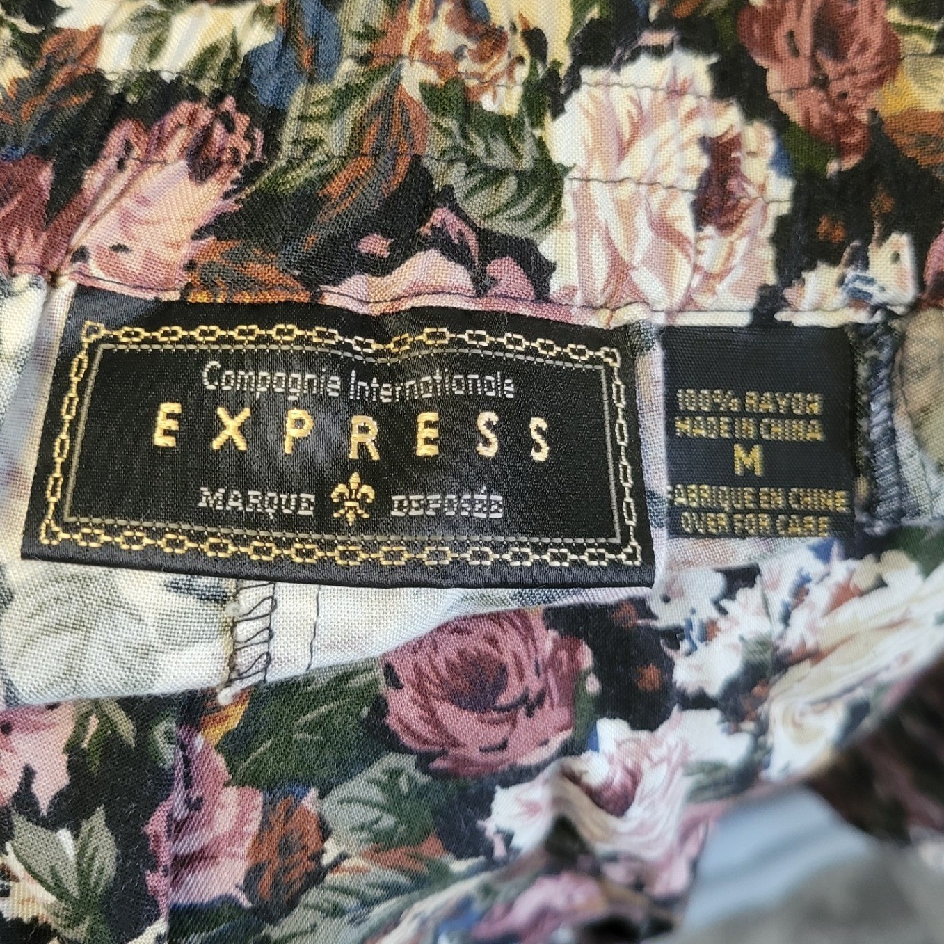 Express Vintage Floral Maxi Skirt Button Front High Waist Rayon Size M