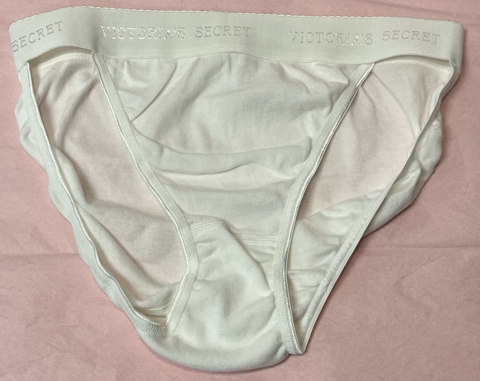 Vintage Victoria’s Secret Hi-Cut Rio Panties LARGE 100% Cotton White *Read*