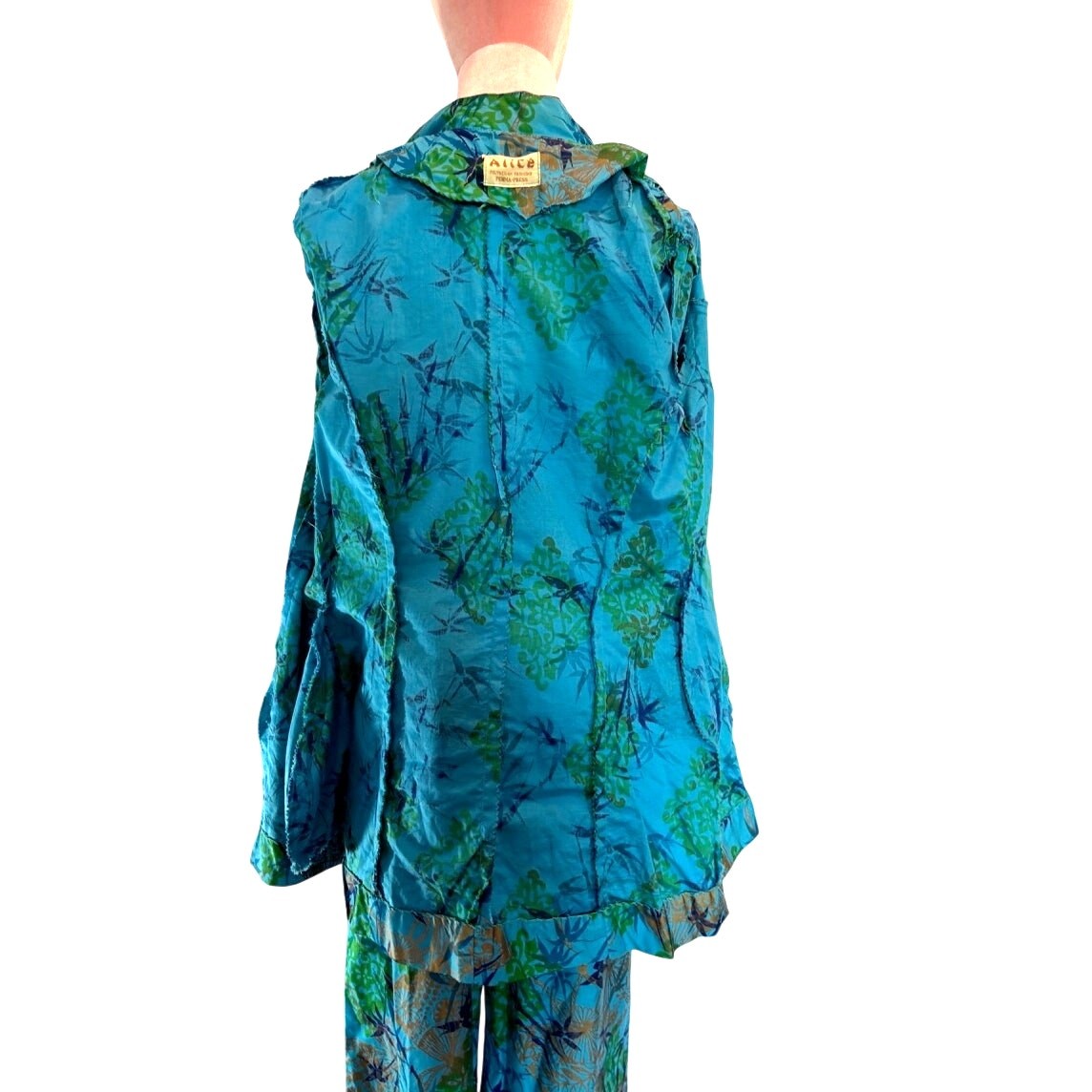 VTG 60 Alice Polynesian Fashions Jacket Pant Set TIKI Outfit Botanical Bamboo XS