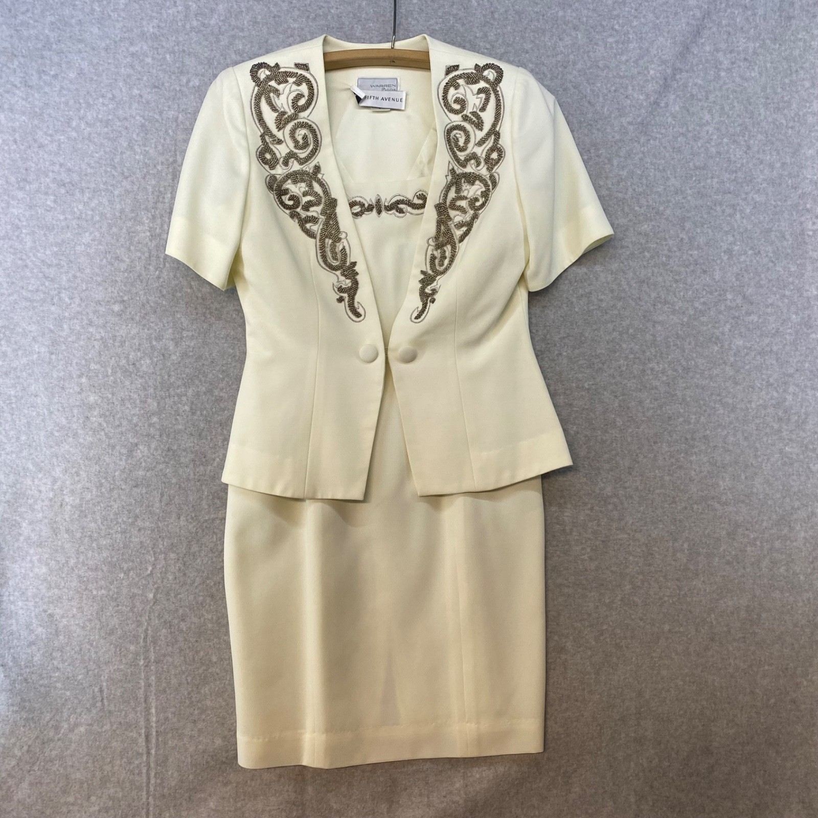 Vintage Warren Petites Size 4 • Beaded Dress With Jacket • Cream • Bridal