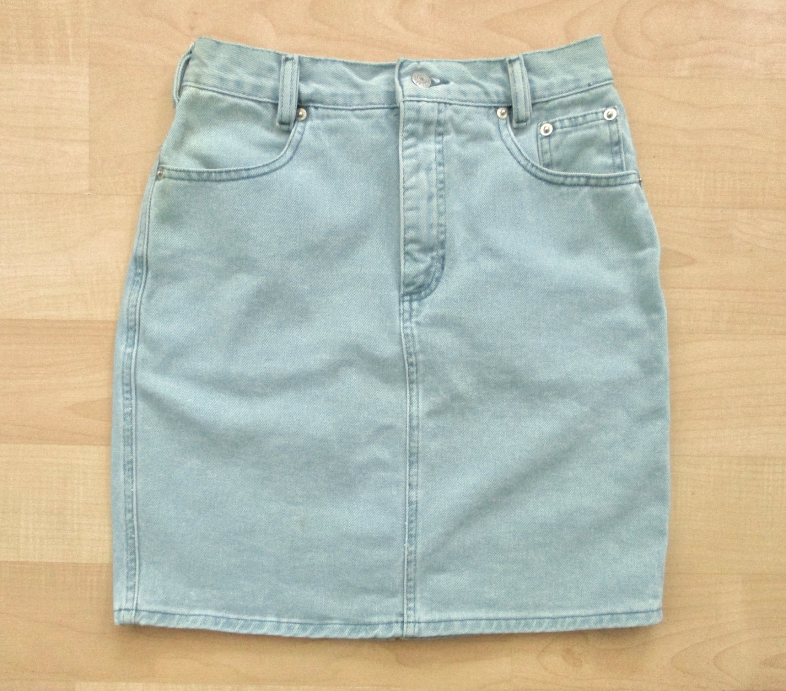 Vtg 80s 90s Banana Republic Safari & Travel Denim Straight Mini Skirt Pockets 8