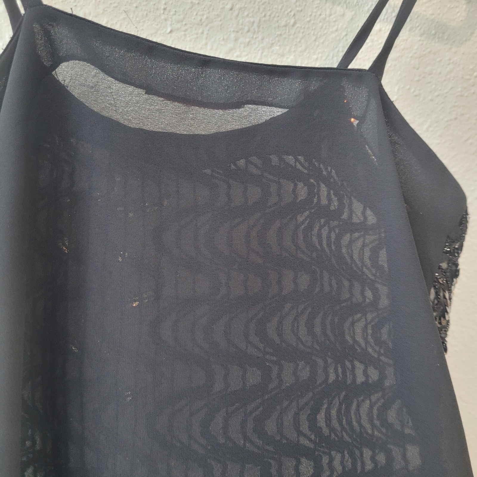 Vintage 70&rsquo;s Disco Gold, Copper Black Sequined Sheer Tank Top Small