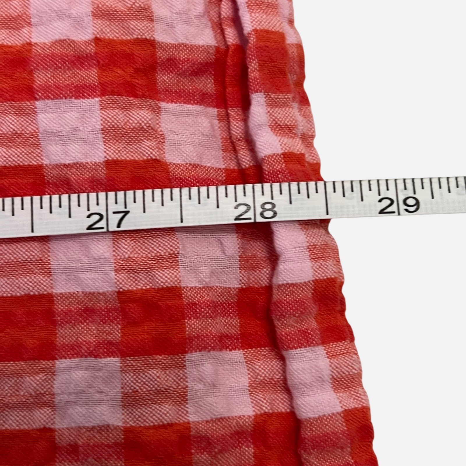 Vero Moda Pink Red Gingham Seersucker Mini Dress L/XL Cotton Cottagecore