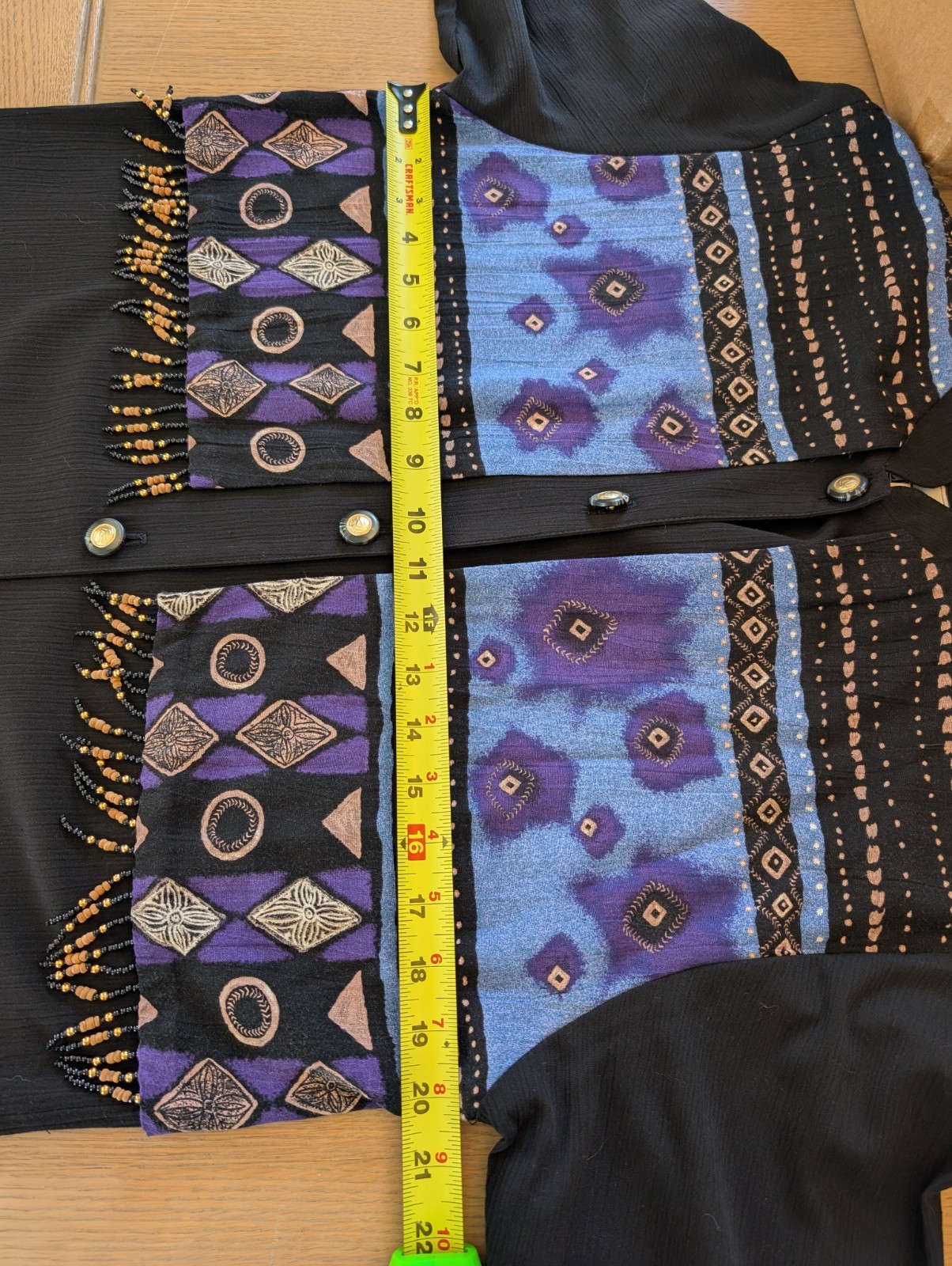 Peter Popovitch Womens Top Size S Beaded Blouse Artsy Black Western Art To Wear