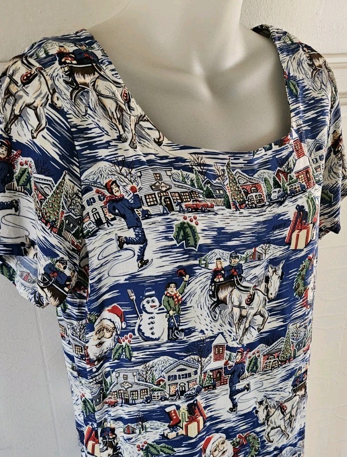 RARE VTG Reyn Spooner Mele Kalikimaka Eddy Y Womens S Christmas AOP Dress MINT
