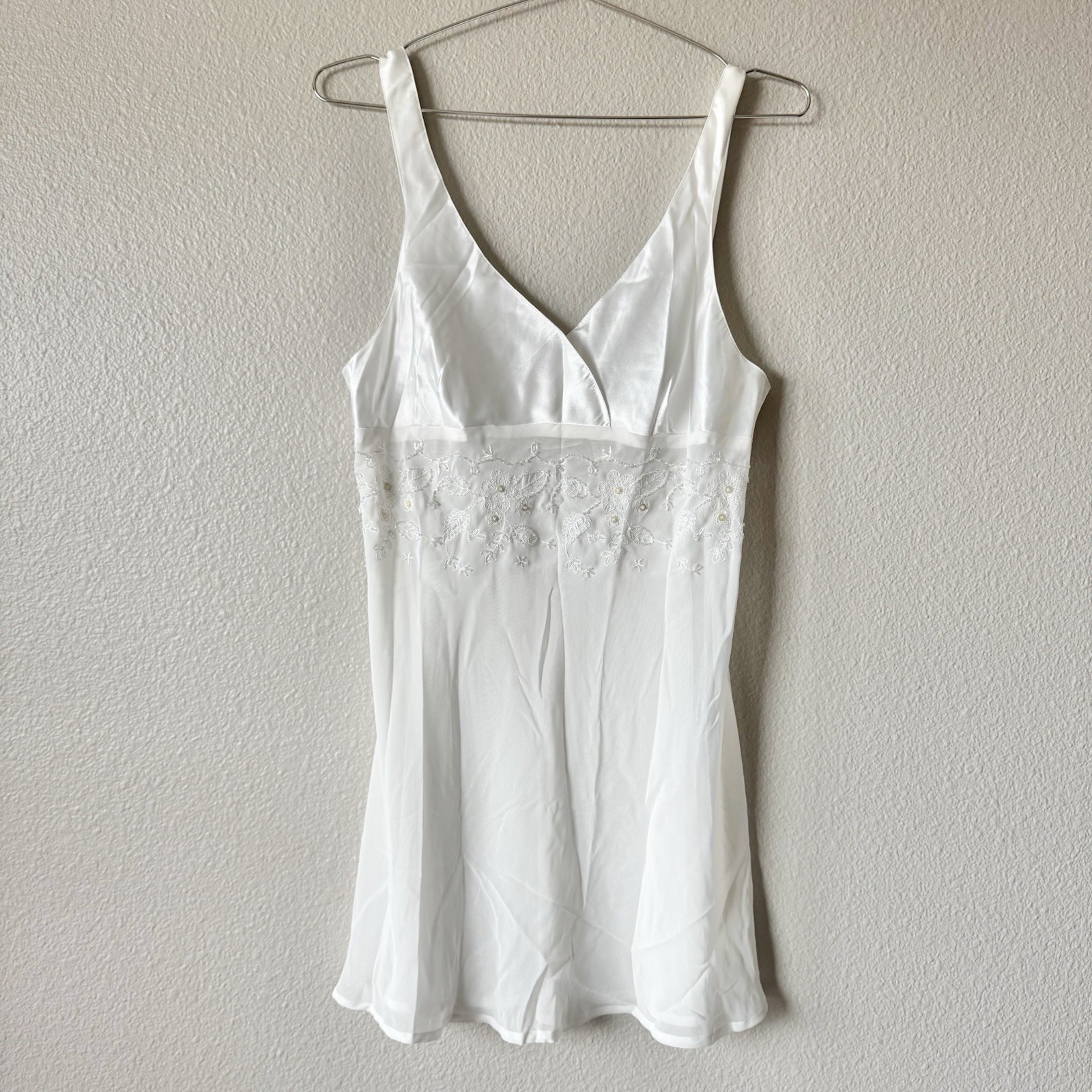 Vintage Intimo Amore Sheer Slip Dress Size M Lingerie Bead Angel Dainty Romantic