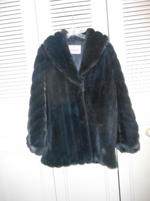 Beaut. Vintage « Monterey Fashions » Faux Fur Sz. 10 Sable/Mink-Lk. 3/4 Coat WARM!