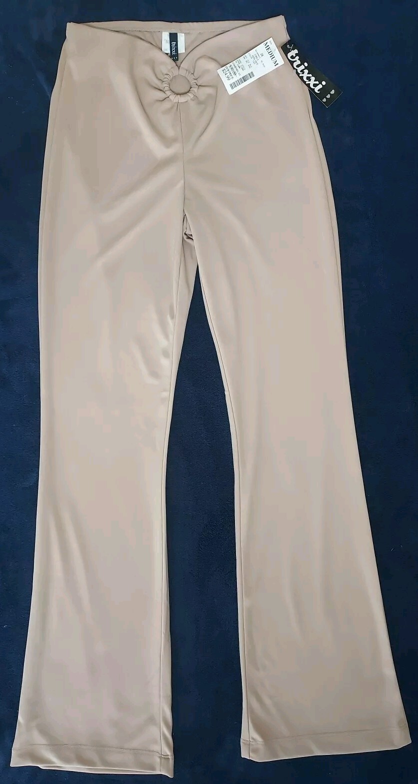 NWT Vintage 1990s Y2K Trixxi Girls Nite Out Tan Dress Pants W/Waist Cutout Jr M