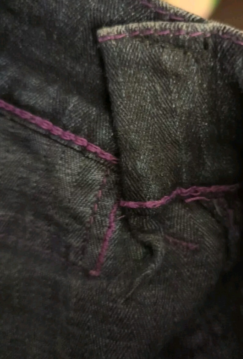 VANILLA STAR Purple STITCHED Low Rise Blue Jeans COOL DENIM Junior&rsquo;s 5 ALTERED