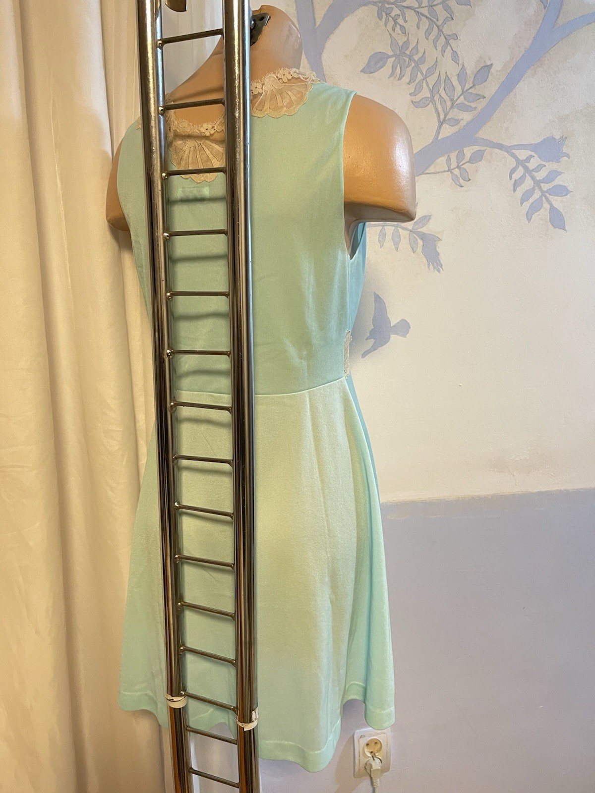 Rare Emilio Pucci Formfit Rogers Aqua Blue Slip Dress With Lace 1960s Size M *