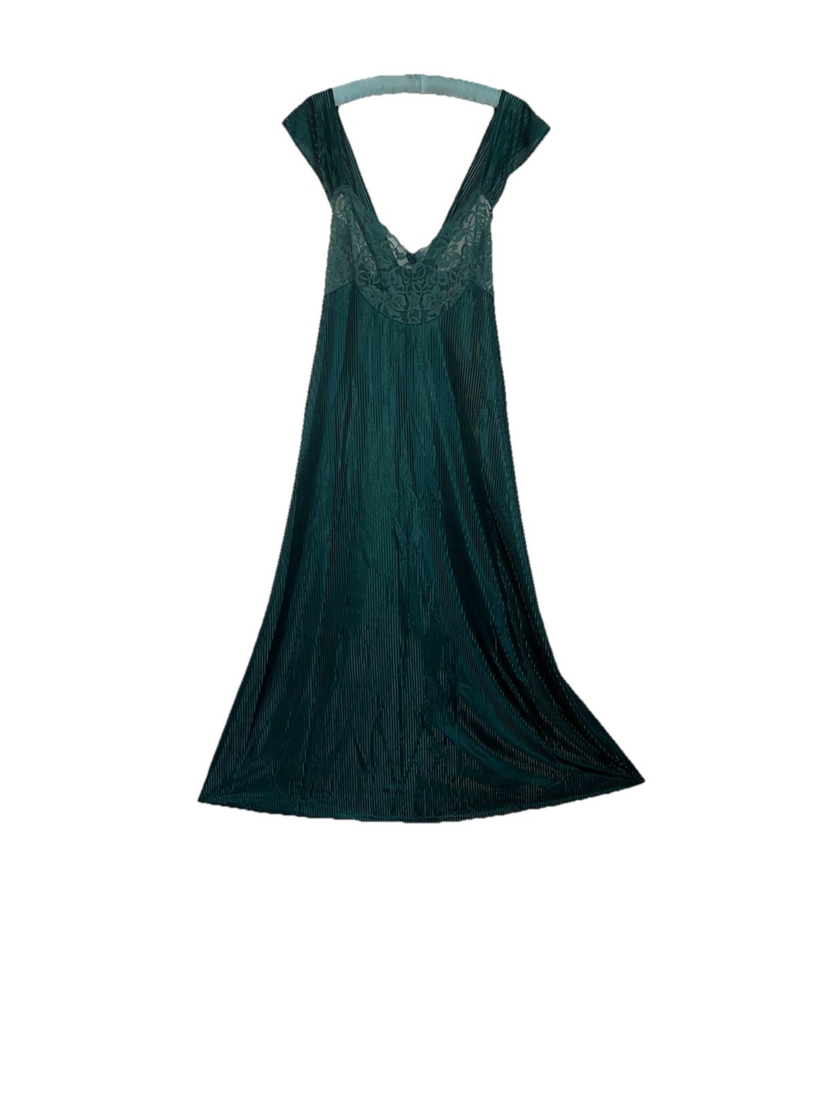 VTG Plus Size 2X Petra Fashions Emerald Green Nightgown CrissCross Back Illusion