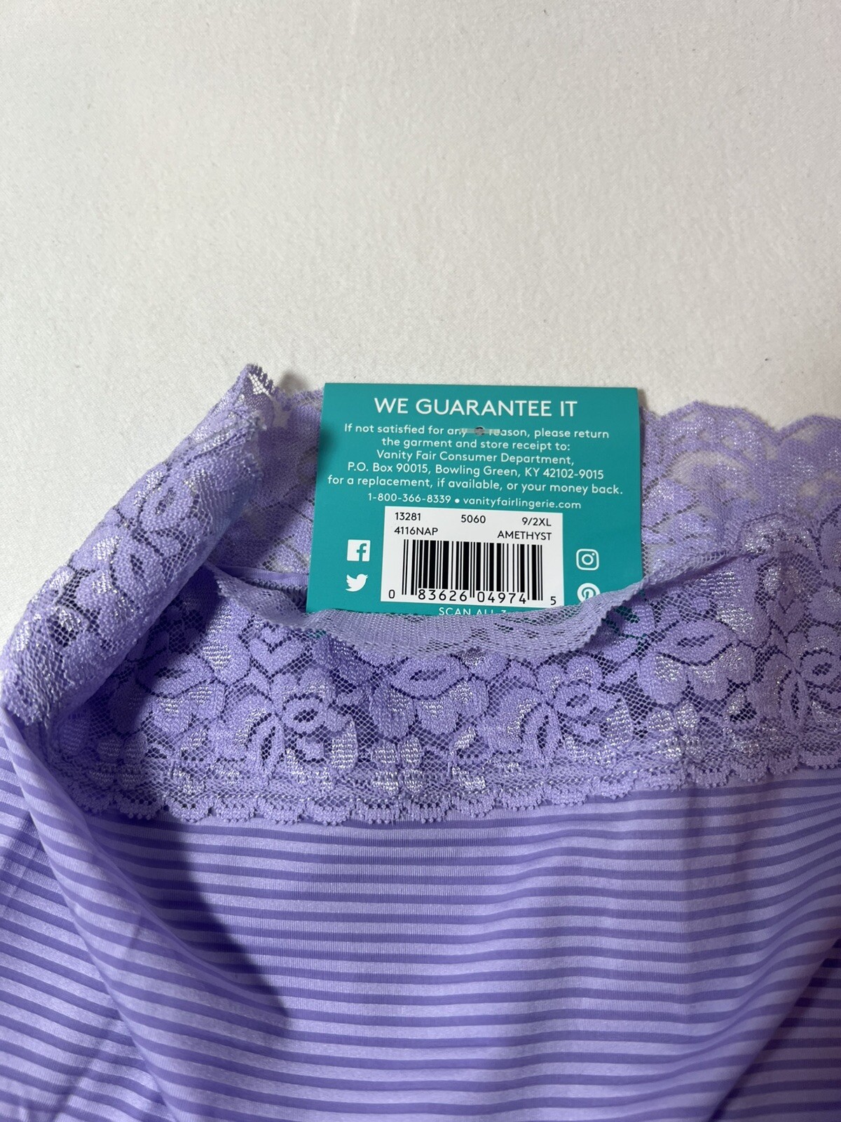 Silky Vanity Fair Flattering Lace 2XL/9 Amethyst Super Soft Panty NWT