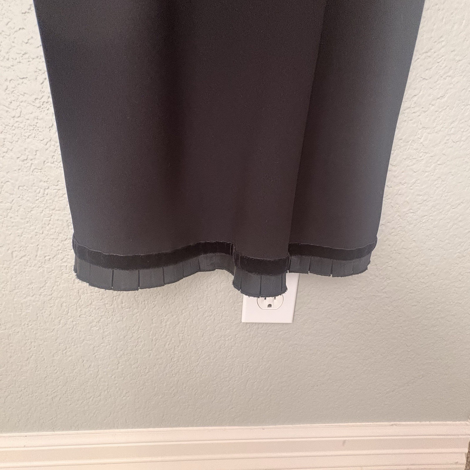 Vintage Y2K Black Cocktail Slip Dress Nine West Ruffle Velvet Trim Sheath Sz8