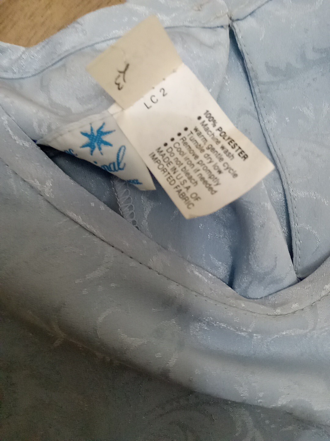 Vintage Lorac Original Light Blue Long Sleeve Polyester Side Sash Blouse 22 1/2