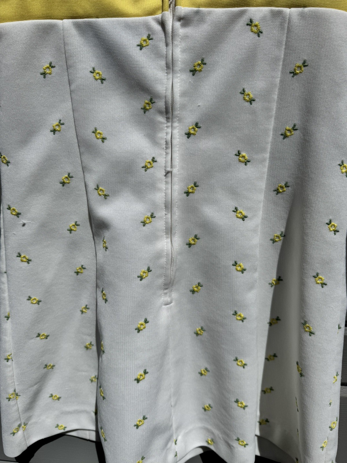Vintage 1970s Top Seed Tennis Dress Yellow Floral Mini Mod Polyester XS 28&Prime; Bust