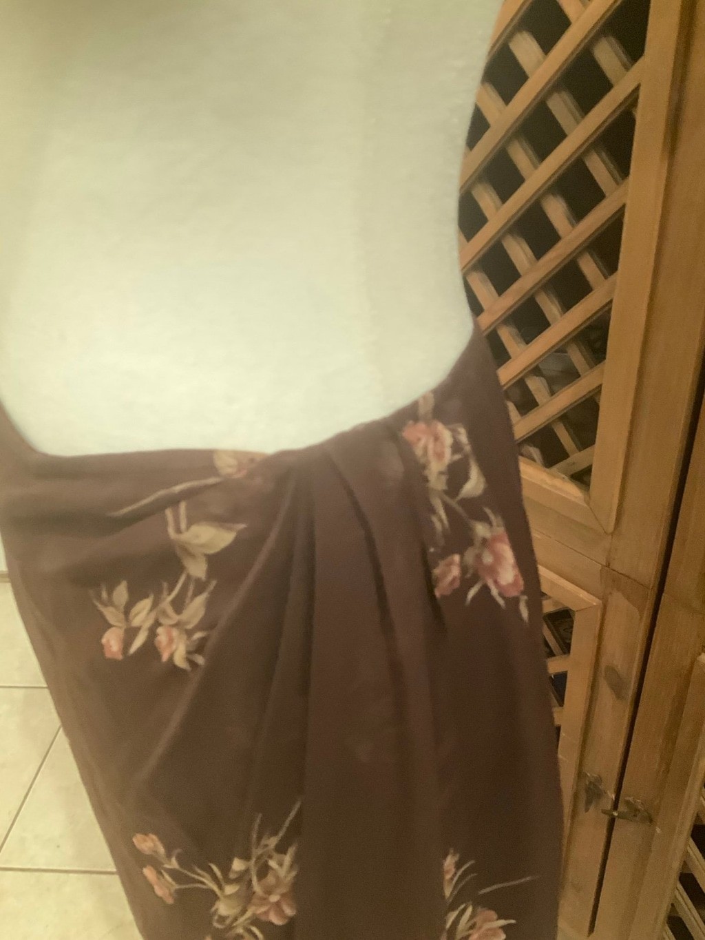 Vintage Emanuel Ungaro Silk Brown Floral Wrap Midi Skirt Small