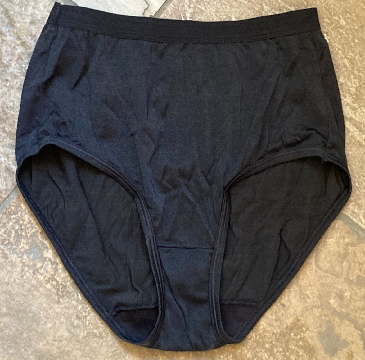 423 WARNER&rsquo;S 5/Small BLACK NOT SO INNOCENT Nylon Brief Panty #55129 VINTAGE