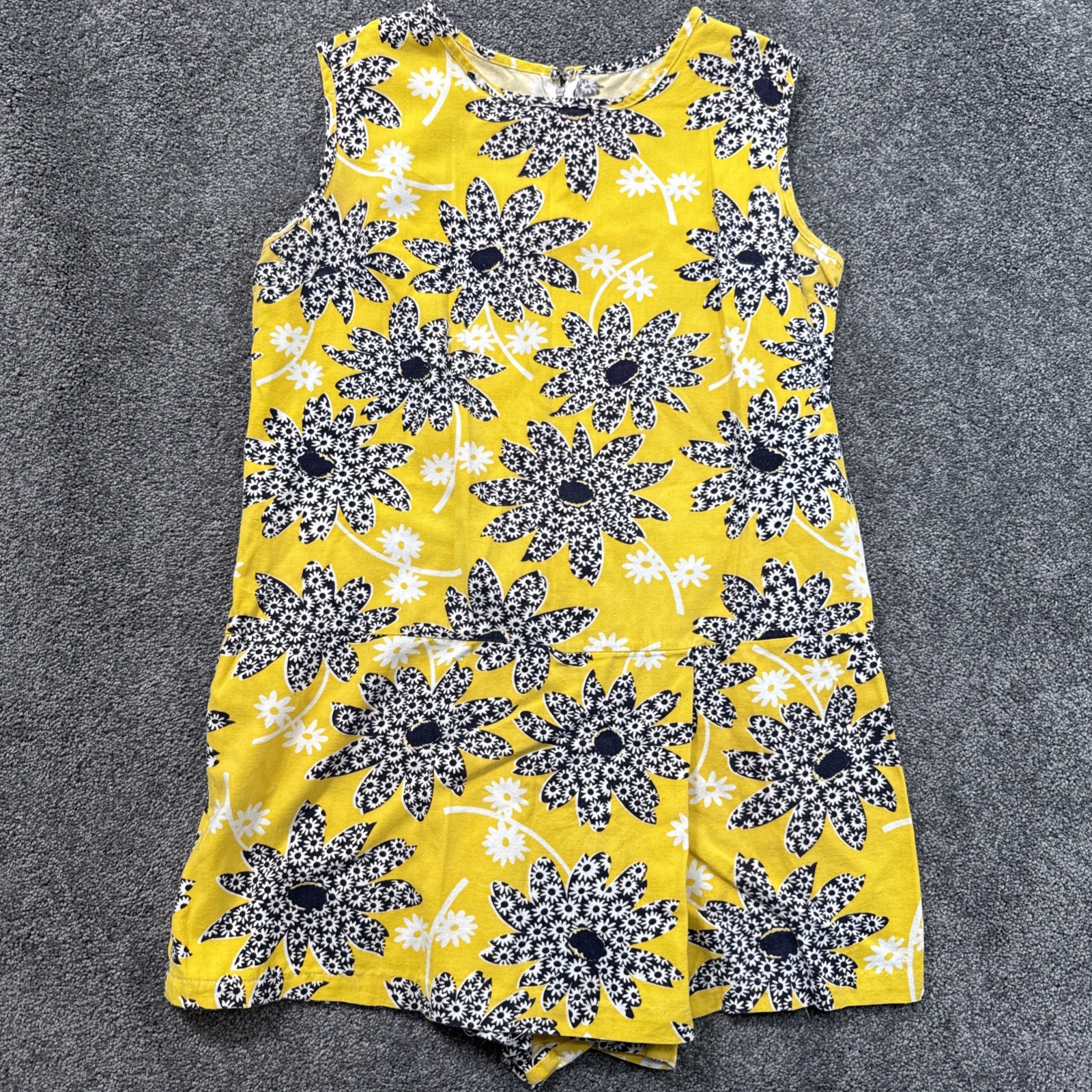 VTG 70s Womens M Romper Floral Beech Festival Hippie Mod Canvas Jumper Playsuit