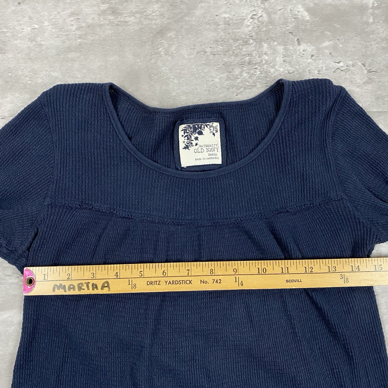 vintage y2k OLD NAVY MATERNITY thermal babydoll long sleeve top blouse S blue