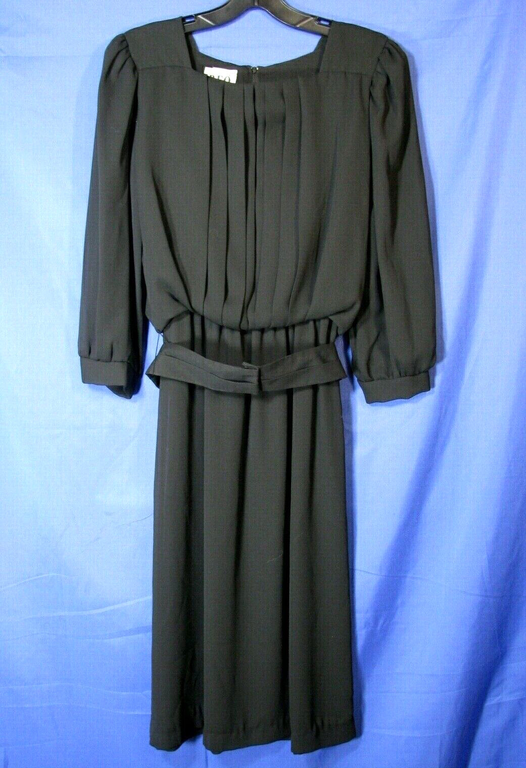 REO R.E.O. Vintage BLACK CHIFFON PARTY DISCO DRESS Pleated Blouson Bodice SZ 6