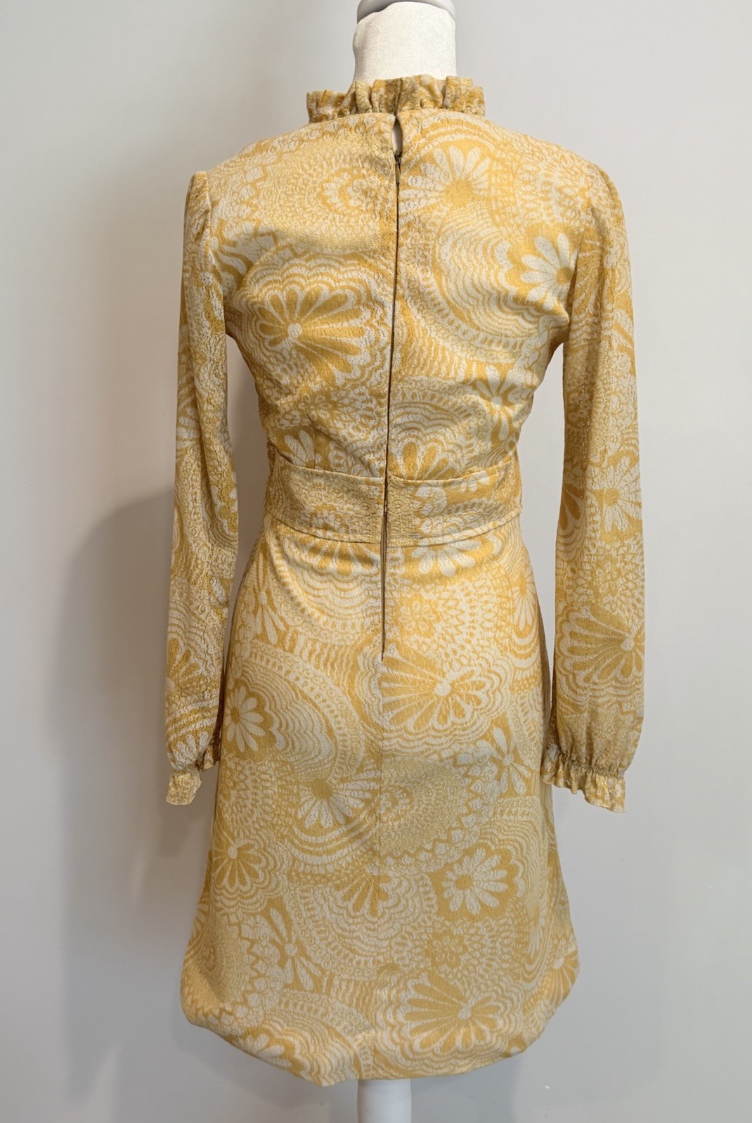 Vintage 60s/70s Mod Mini Dress Yellow Bold Floral Boho Prairie