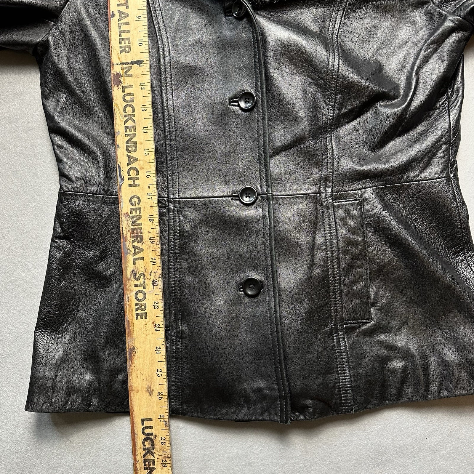 Y2K Preston & York Leather Jacket Detachable Fox Fur Collar Sz M Coat Lambskin