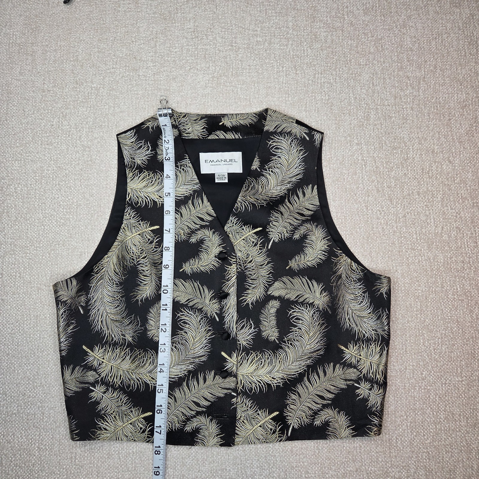Vintage 90’s EMANUEL Emanuel Ungaro Feather Pattern Silk Rayon Blend Vest 4/38