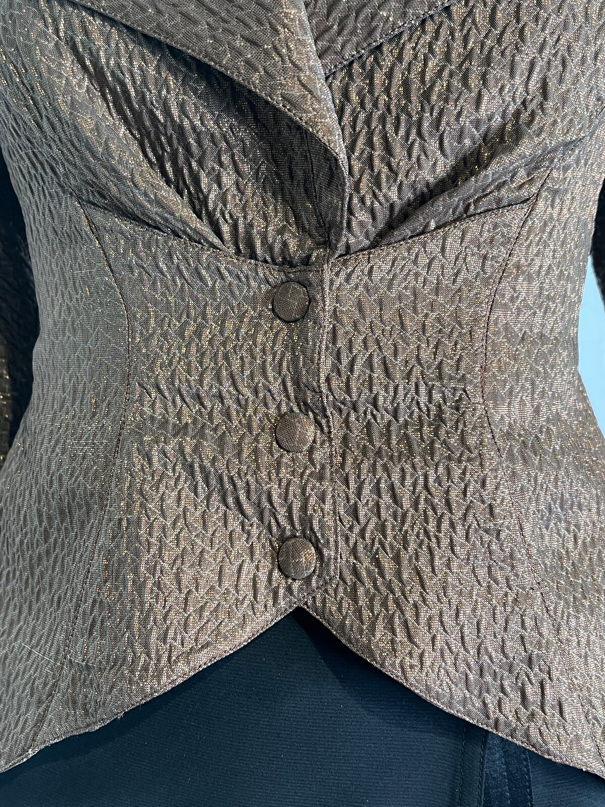 THIERRY MUGLER Bronze Copper METALLIC Blazer Jacket Size 40 France Vintage 1980s