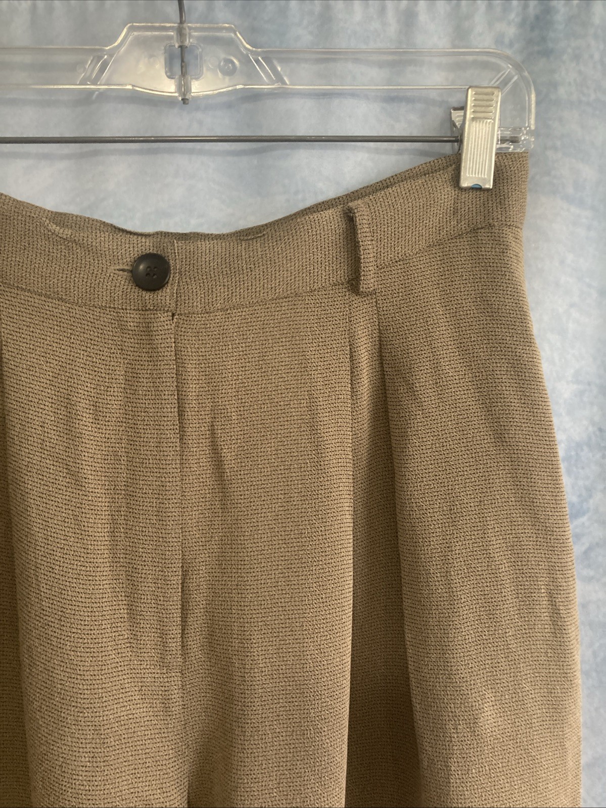 Vtg 90s Rena Rowan Saville Pleated Dress Pants Sz 10 Tan Rayon Acetate GUC
