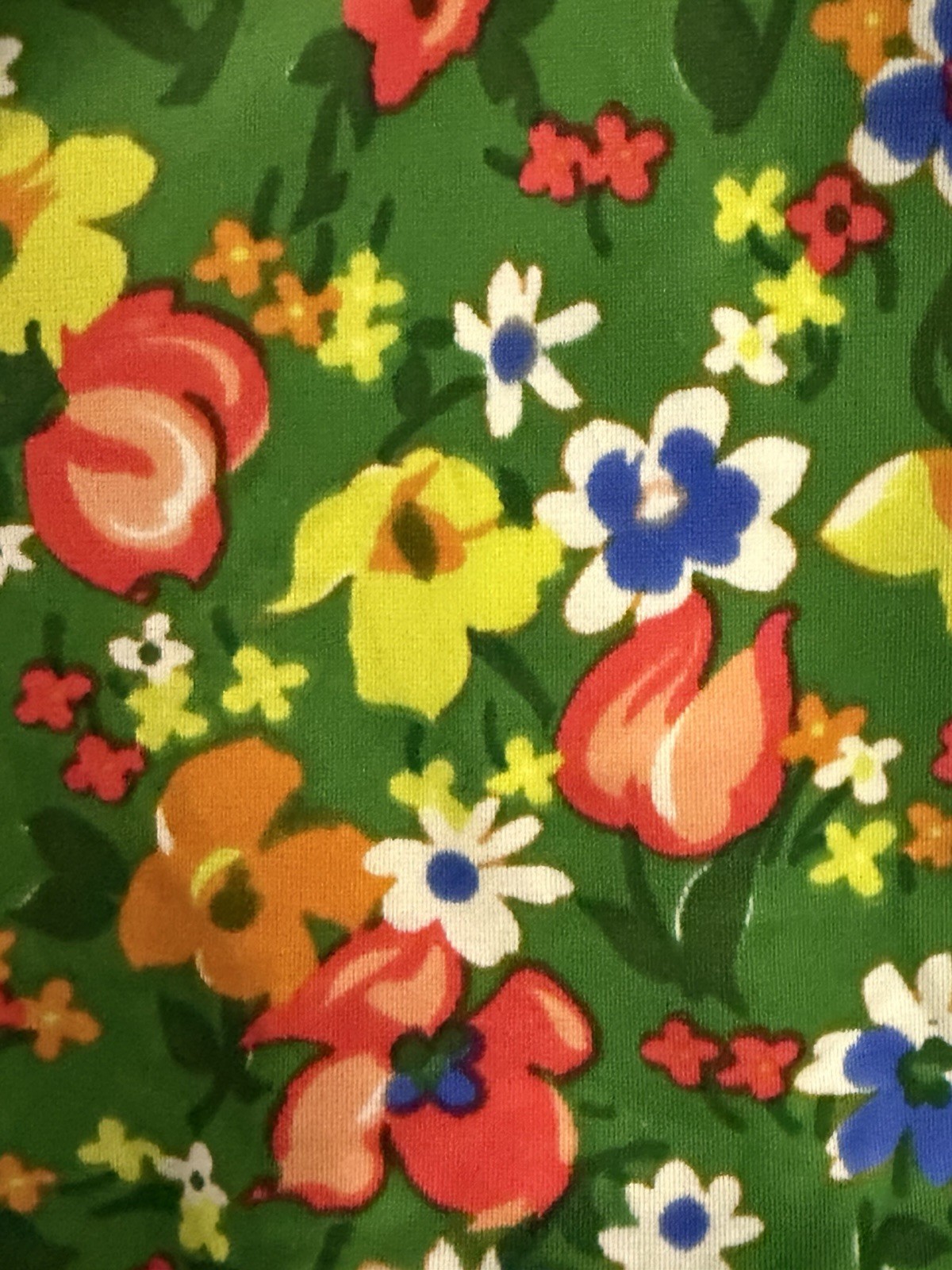 Vtg 70’s Maille de France Shocking Diffusion Disco Daywear Green Floral Tank