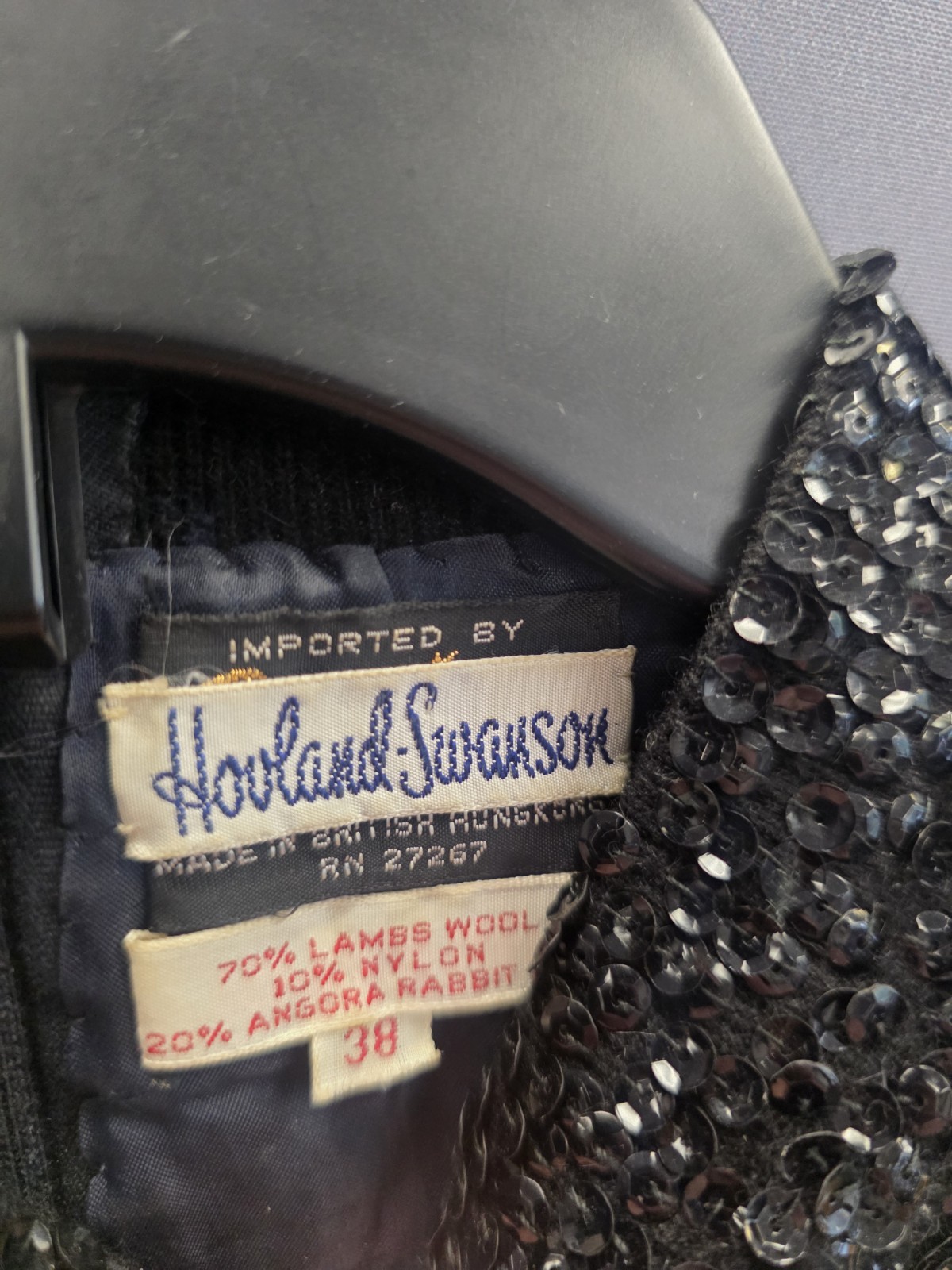 Hovland-Swanson 1960s Beaded Blouse Sequins Flowers RARE Sz 38 Mod Wool & Angora