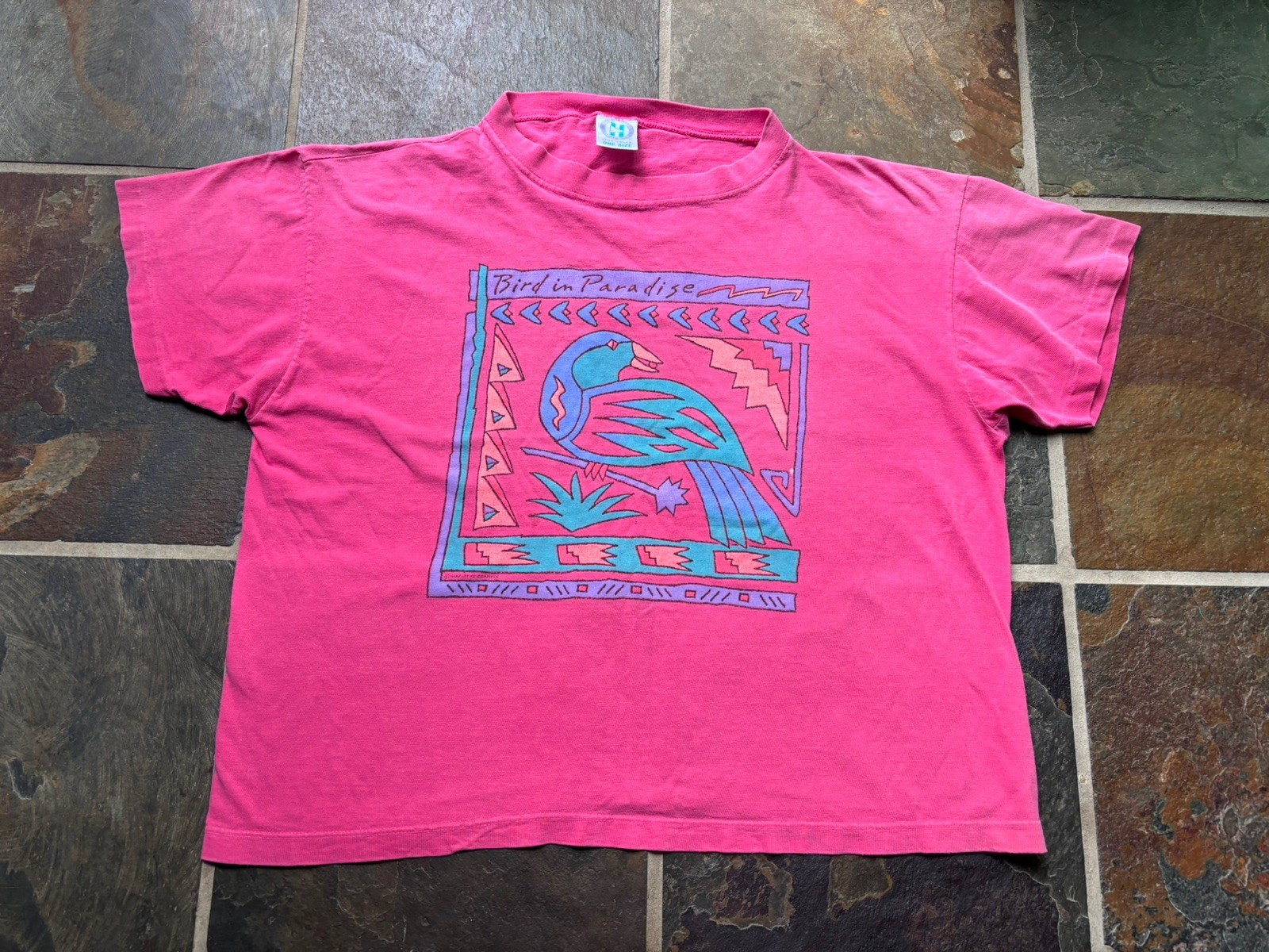 90s Vtg PINK Oversized BOXY Harbor side Graphic Tee.one Size/unisex