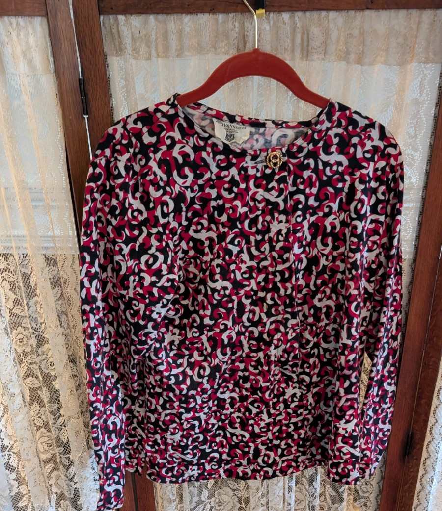Vintage Giovannozzi Italy for Moga Knit Jersey Red White Blue Top Cotton Rayon
