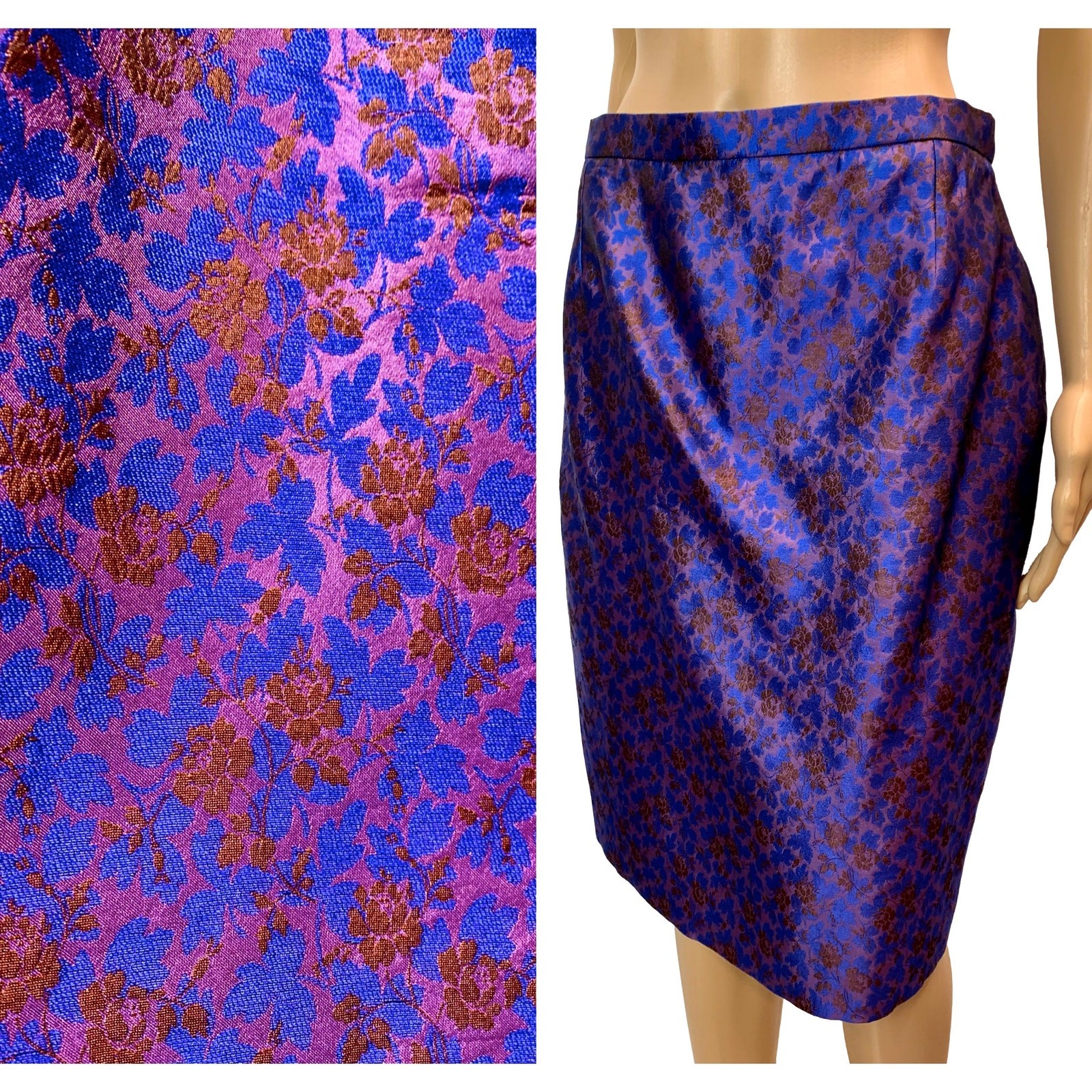 Vintage Christian Lacroix Silk Jacquard Pencil Skirt France FR 44