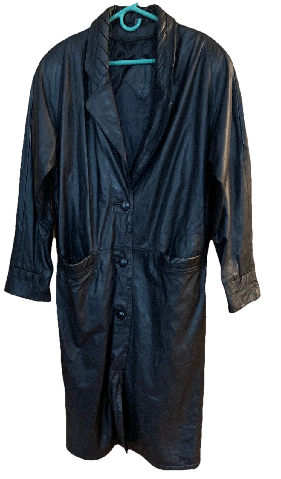 Trench Coat Jacqueline Ferrar Genuine Leather Black Women’s M Vintage 1980s