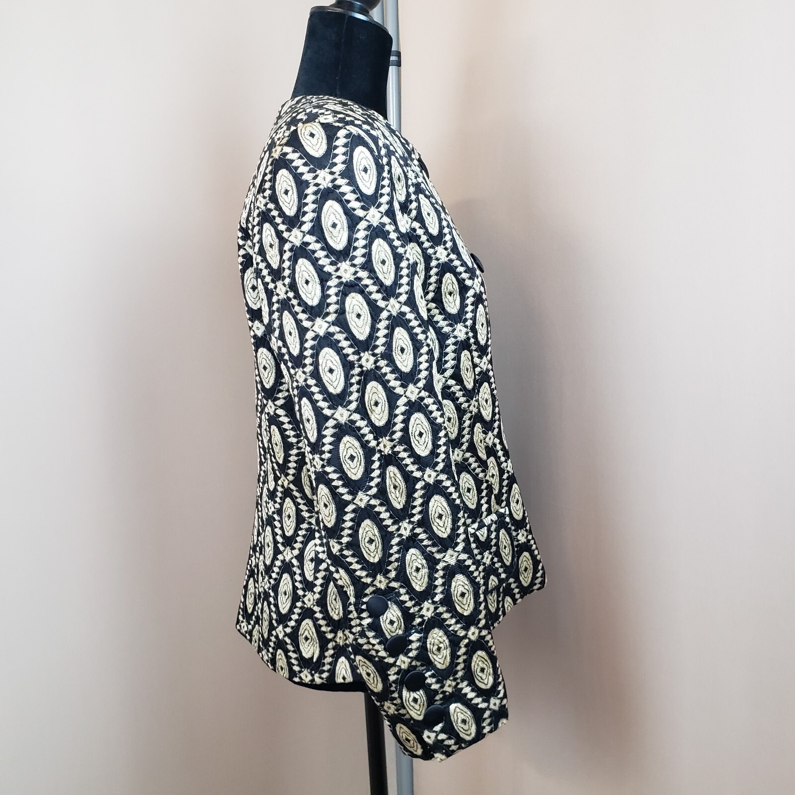 Vintage Escada Jacket 10/12 Wool Silk Blend Ethnic Print Artsy World Traveler