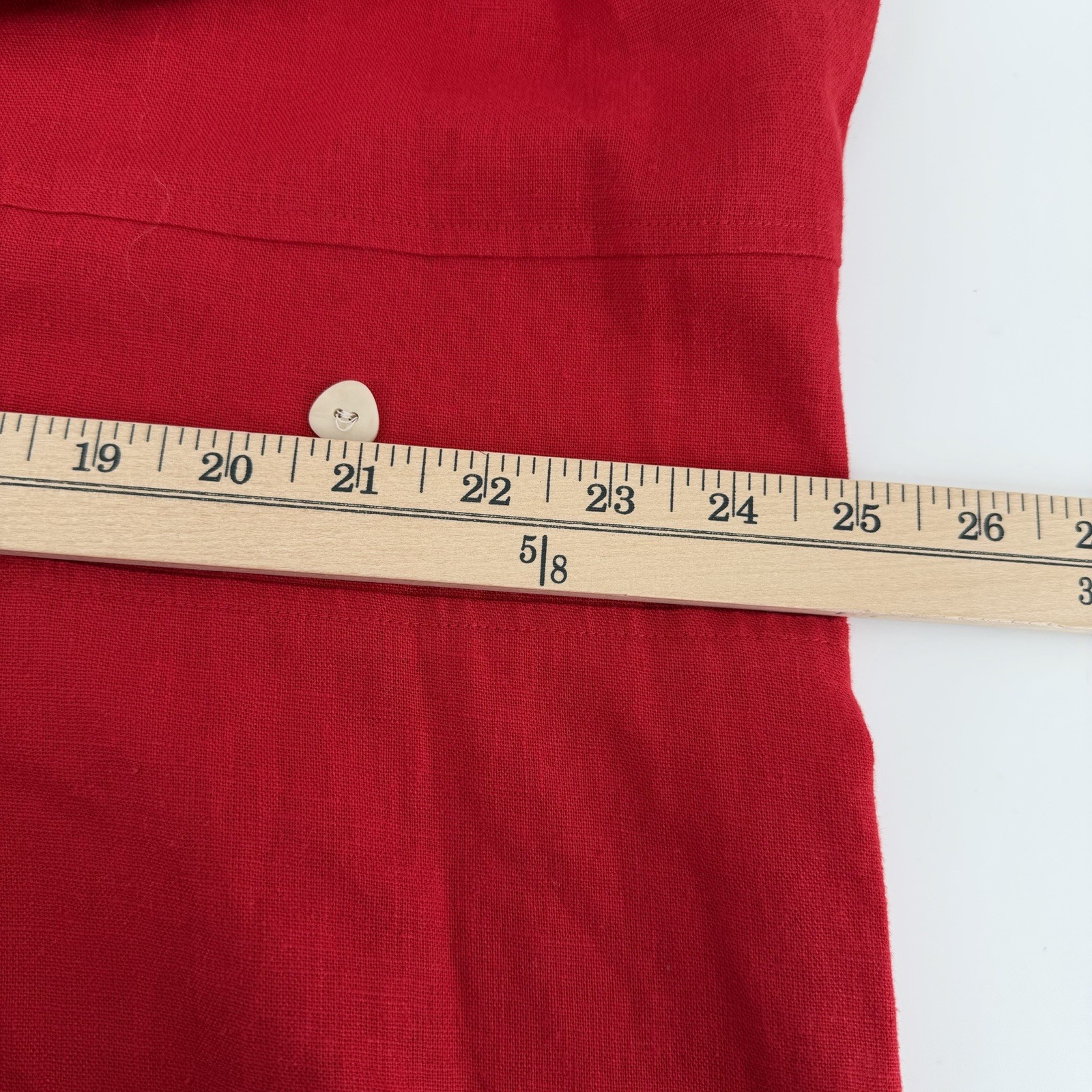 Vintage Studio C Plus 2pc Linen Blend Maxi Dress Blouse Set Red 22W 3X Pleated